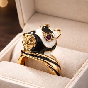 Kenneth Jay Lane Gold and Black Zebra Ring